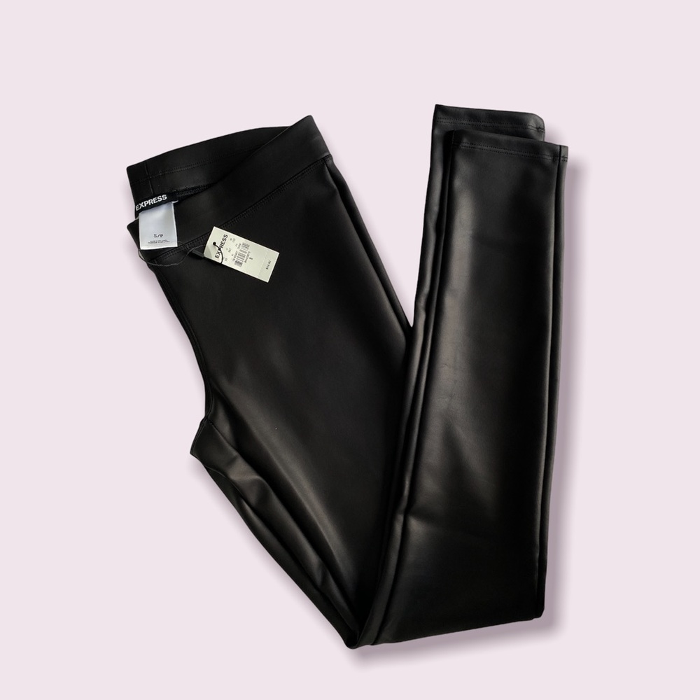 Express Black Faux Leather Leggings Size Small